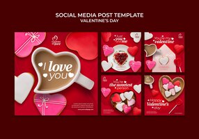 Bel set di post sui social media di san valentino