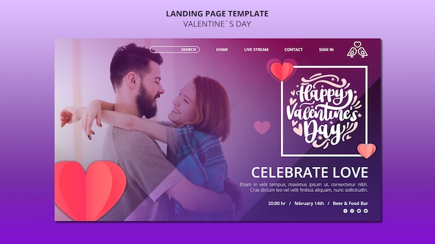 PSD gratuito modello web adorabile di san valentino