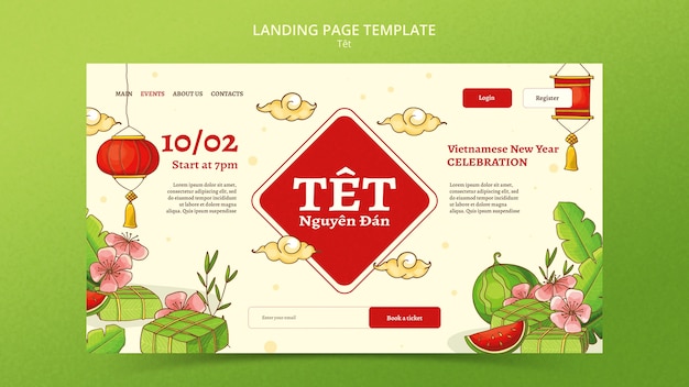 Free PSD lunar new year celebration  landing page template