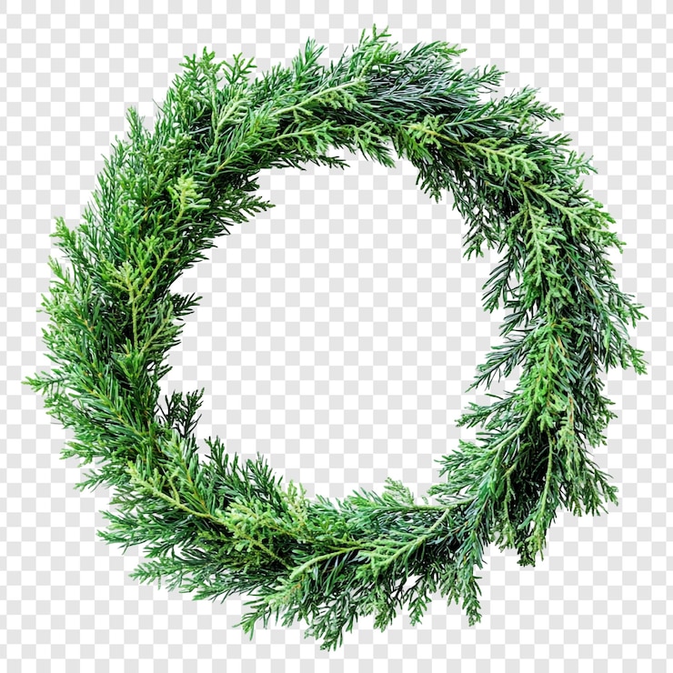 मुफ़्त PSD lush green evergreen wreath circular frame of nature