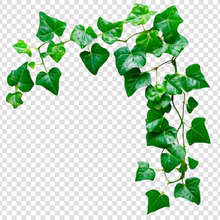 Free PSD lush green ivy vine leaves nature background botanical illustration