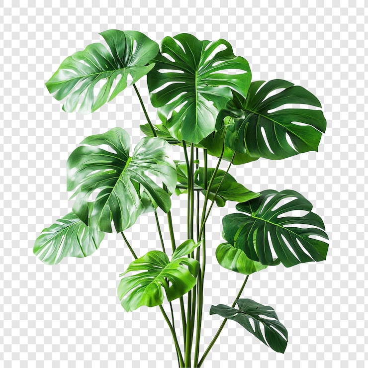 無料PSD 活発 な 緑 の 葉っぱ を 持つ 茂る モンステラ デリシオサ 植物
