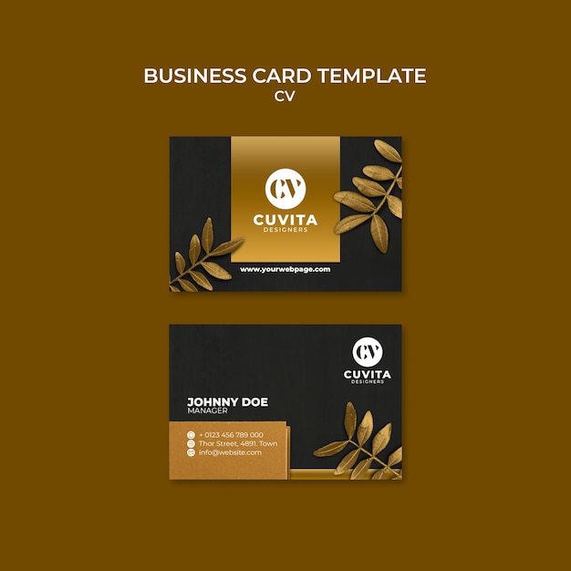 Luxurious golden horizontal business card template for cv