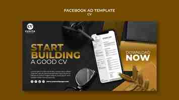 Free PSD luxurious golden social media promo template for cv