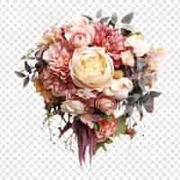 Free PSD luxurious wedding bouquet featuring a variety of beautiful blooms isolated on transparent background