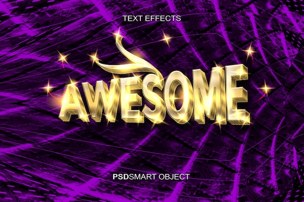 Free PSD luxury awesome gold 3d text style mockup