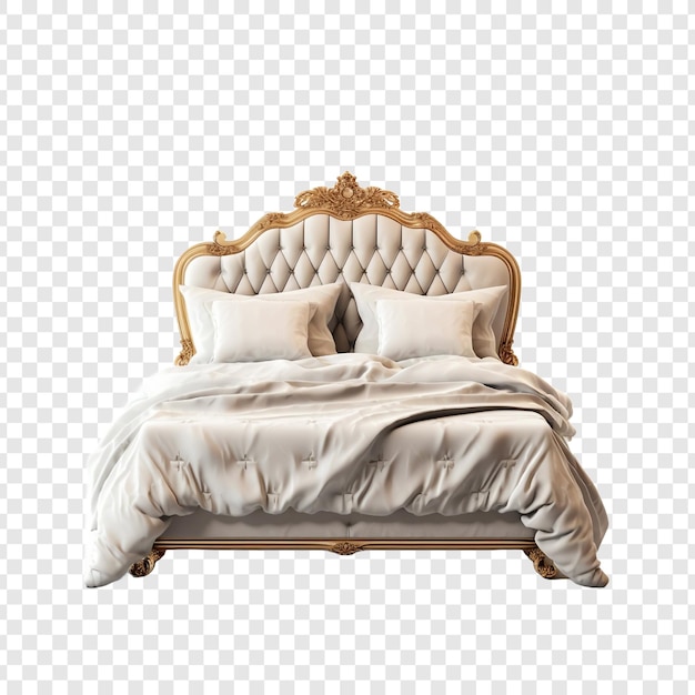 Роскошная кровать изолирована на прозрачном фоне