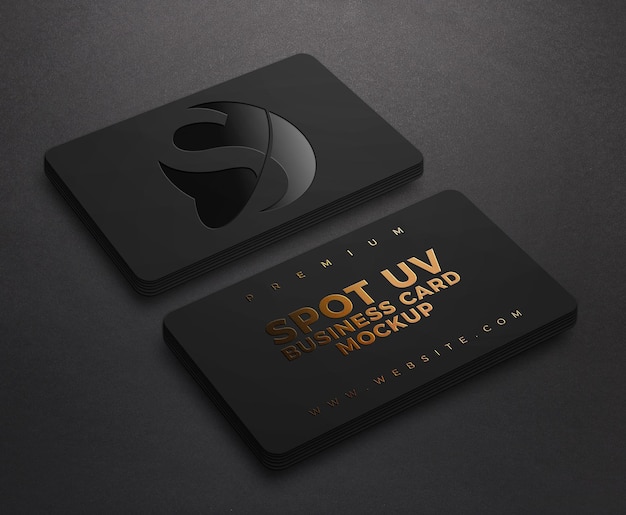 Luxury black business card mockup with spot uv and gold embossed  effect