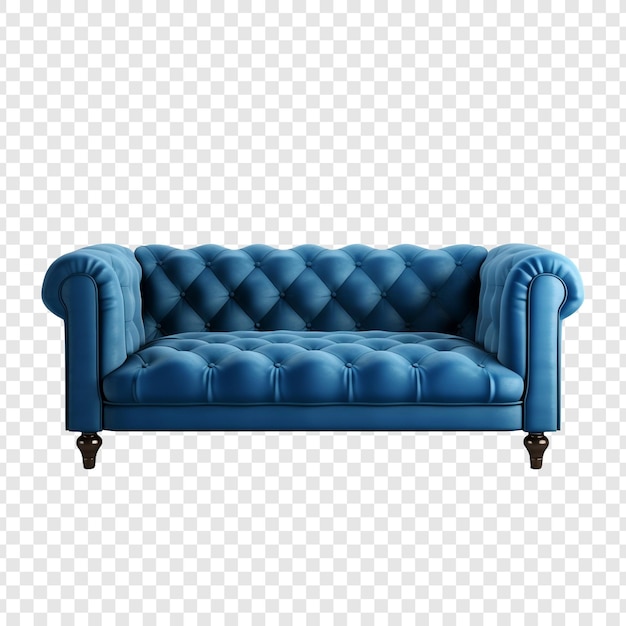 無料PSD 透明な背景に分離された豪華な青い快適なソファ png