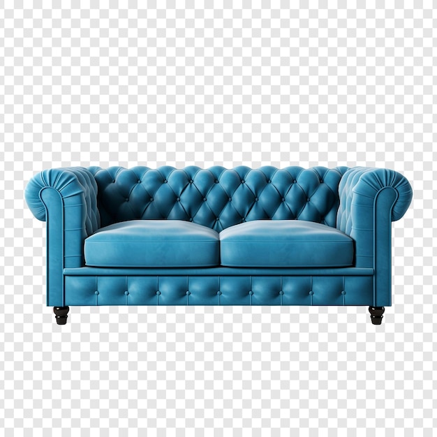 無料PSD 透明な背景に分離された豪華な青い快適なソファ png