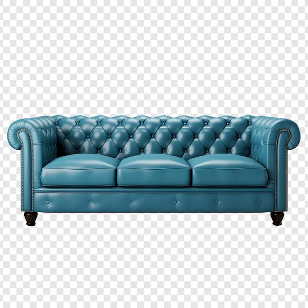 Free PSD luxury blue comfort sofa png isolated on transparent background