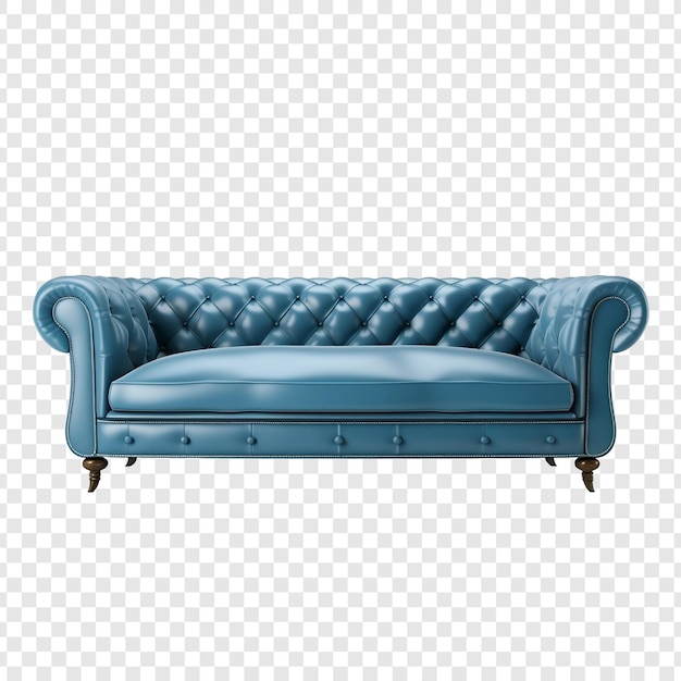 Free PSD luxury blue comfort sofa png isolated on transparent background