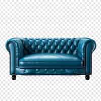 Free PSD luxury blue comfort sofa png isolated on transparent background