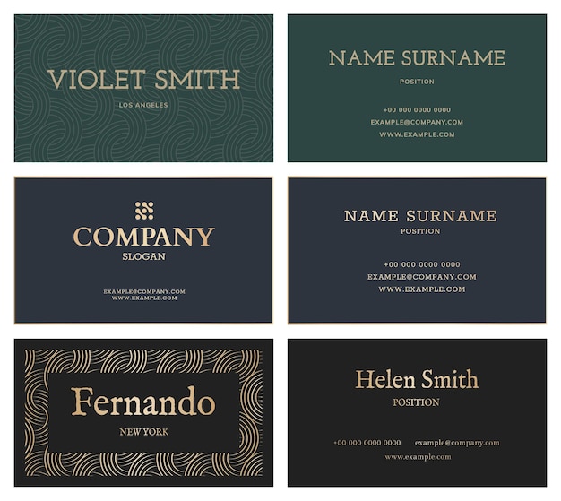 Luxury business card template psd set flat lay