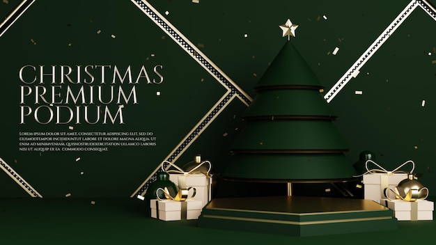 Luxury christmas tree gold premium podium