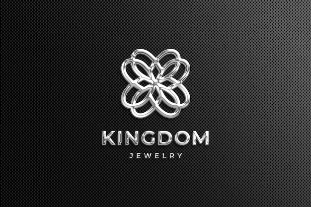 Luxury chromatic silver logo mockup in black background