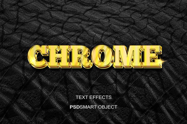 Free PSD luxury chrome gold 3d text style mockup