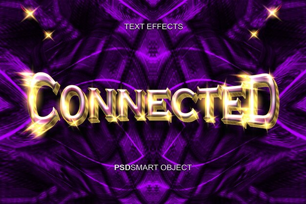 Luxury connected gold 3D text style mockup