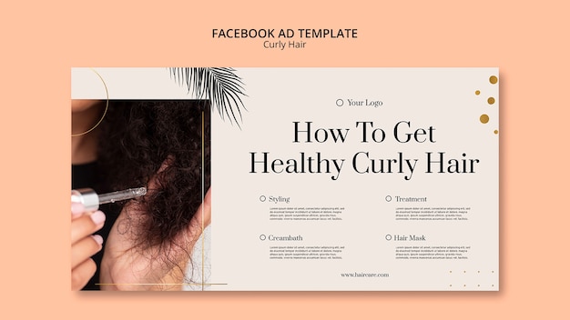 Free PSD luxury curly hair facebook template