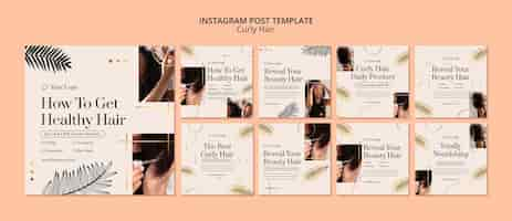 Free PSD luxury curly hair instagram posts template