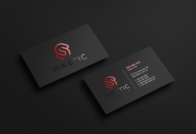 Luxury dark business card logo mockup with embossed effect