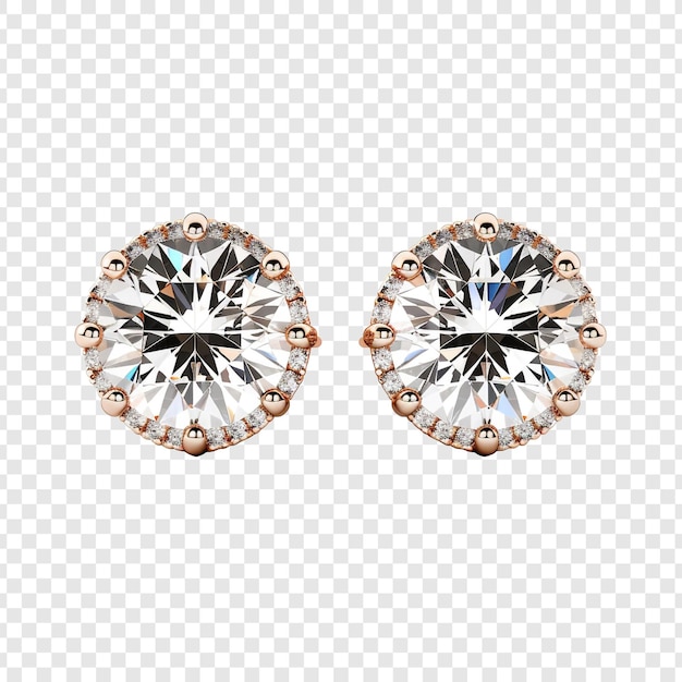 Free PSD luxury diamond earrings png isolated on transparent background