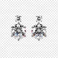 Free PSD luxury diamond earrings png isolated on transparent background