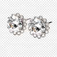 Free PSD luxury diamond earrings png isolated on transparent background