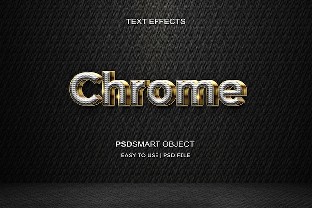 Free PSD luxury editable text effect chrome gold 3d text style