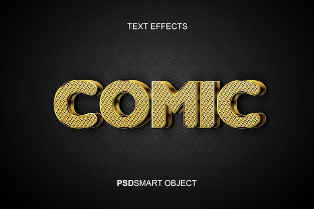 Effetto di testo modificabile di lusso in stile testo 3d oro comico