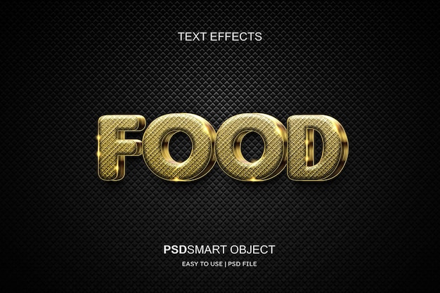 Роскошный редактируемый текстовый эффект еда золото 3d стиль текста