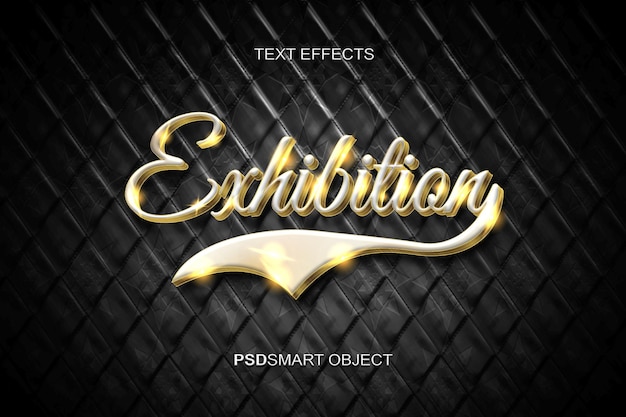 Luxury exhibition gold 3D text style mockup