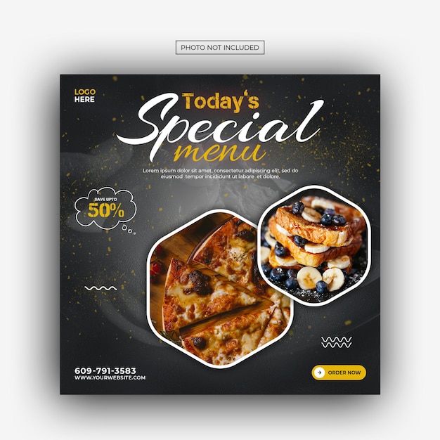 Luxury food social media promotion banner post design template