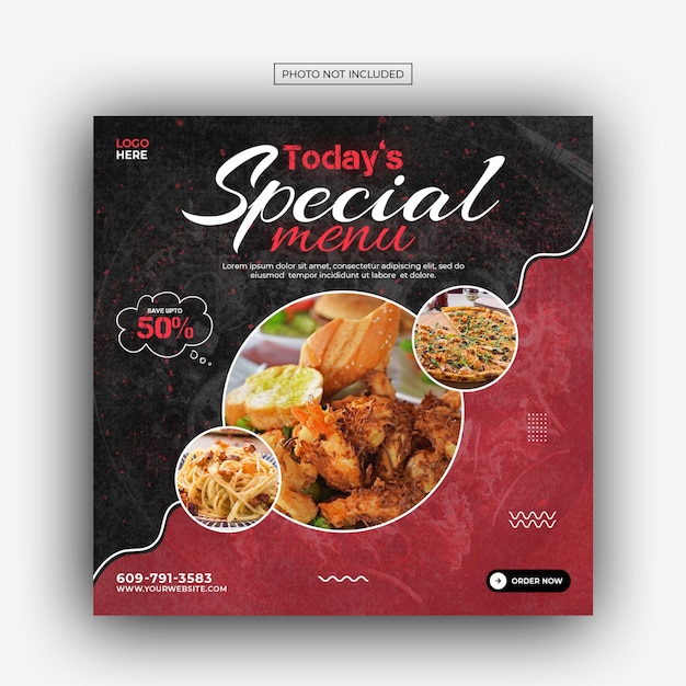 Luxury food social media promotion banner post design template