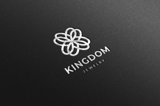 Luxury glossy silver logo mockup in black paper