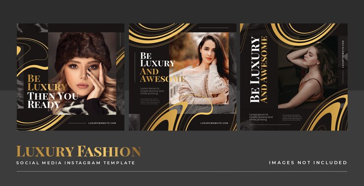 Free PSD luxury gold fashion social media feed post template
