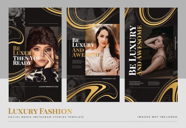 Free PSD luxury gold fashion social media  stories template