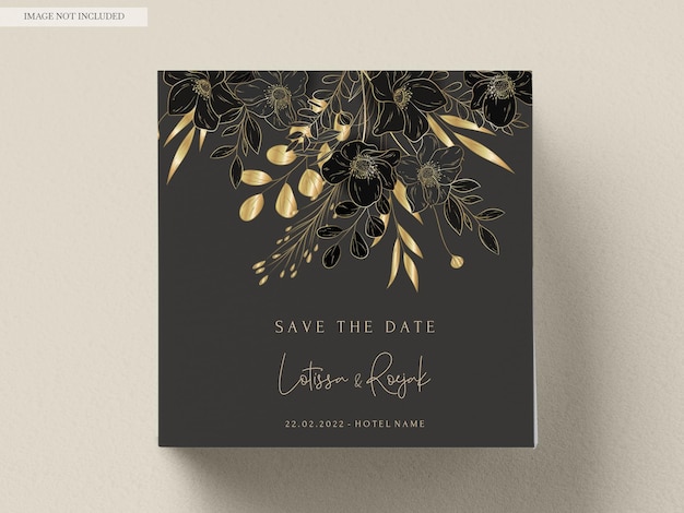 luxury gold floral wedding invitation card