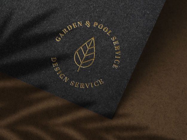luxury gold logo mockup on black paper texture