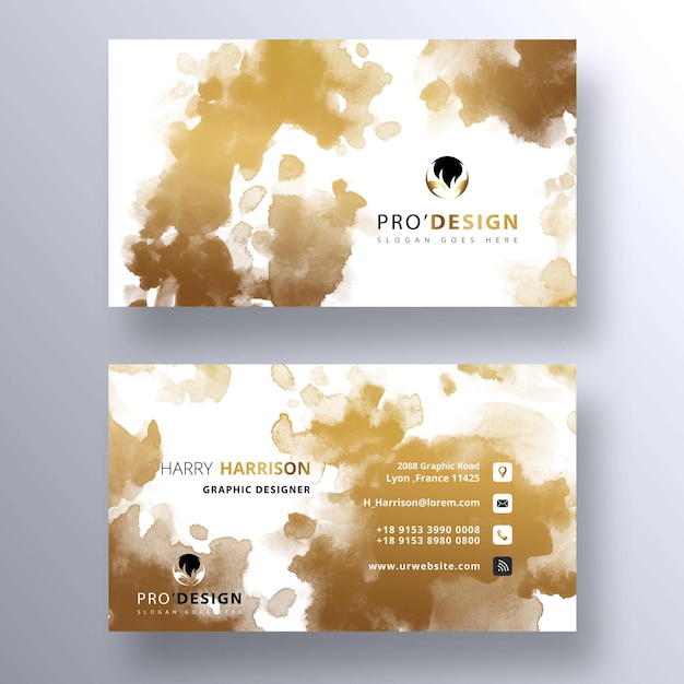 Luxury Gold Watercolor PSD Business Card Template