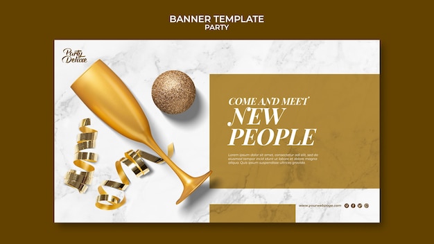 Free PSD luxury golden party banner