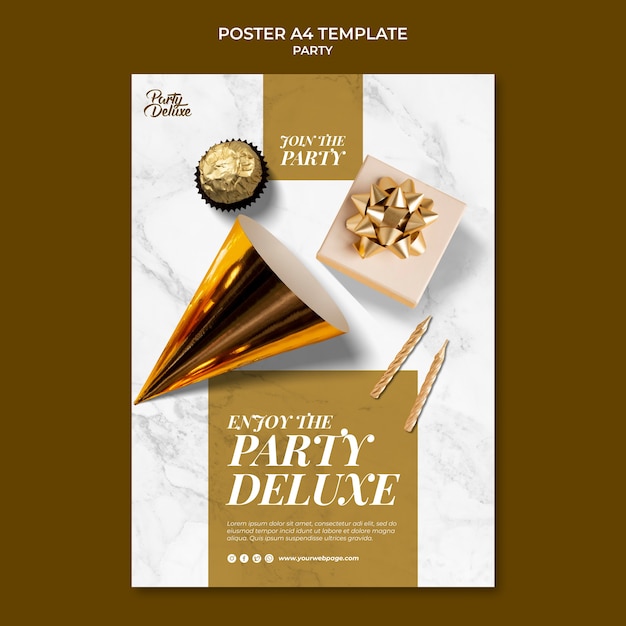 Free PSD luxury golden party poster template