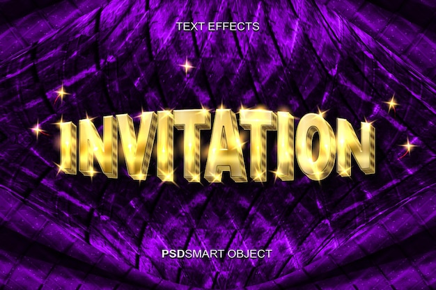 Free PSD luxury invitation gold 3d text style mockup