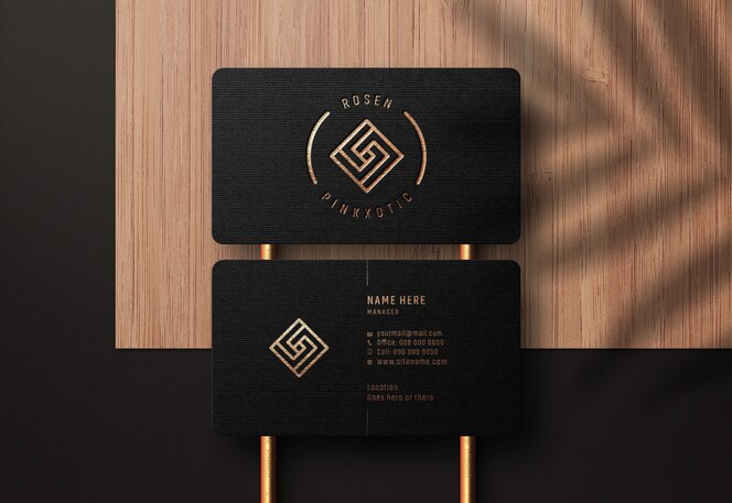 Luxury logo mockup on black business card