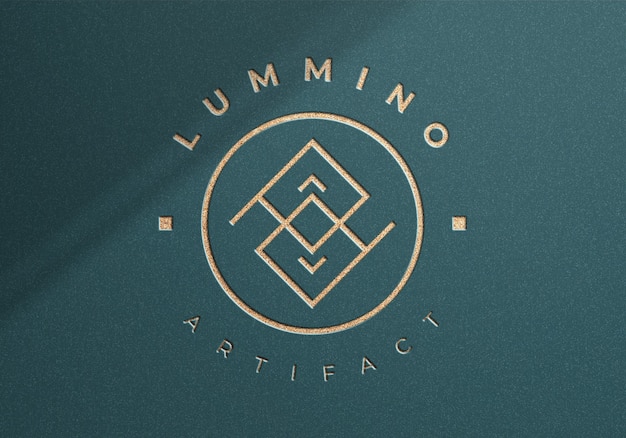 Luxury logo mockup on textured background from top view