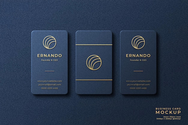 Luxury logo mockup on vertical business card