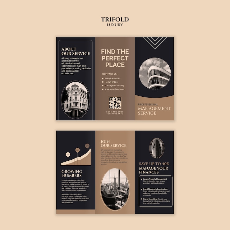 Free PSD luxury management trifold brochure