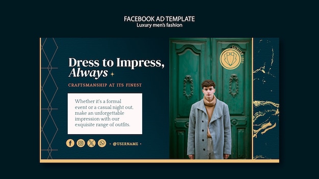 PSD gratuito modello facebook di moda maschile di lusso