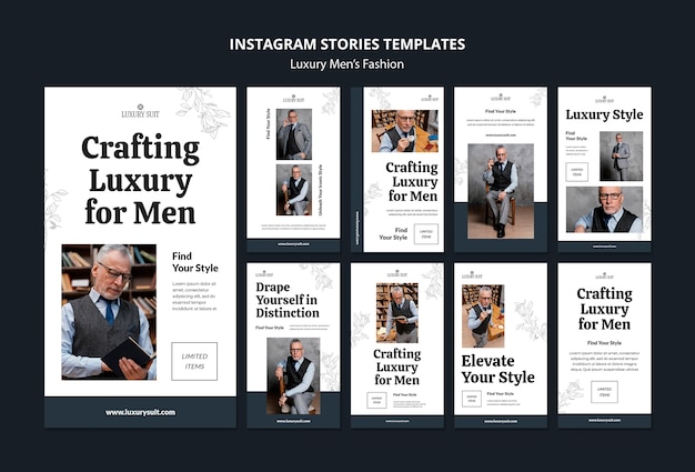 PSD gratuito storie instagram di moda maschile di lusso