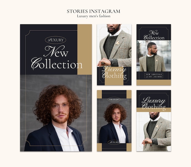 Бесплатный PSD Инстаграм-истории о роскошной мужской моде